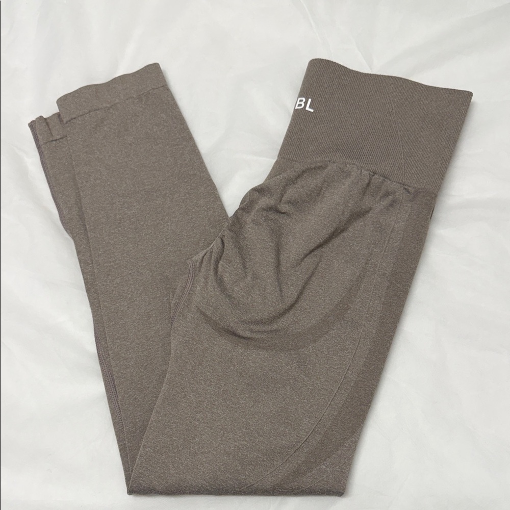AYBL Leggings in Taupe Brown with High Ribbed Waist
